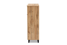 Load image into Gallery viewer, Baxton Studio Coolidge Modern and Contemporary Oak Brown Finished Wood 3-Door Shoe Storage Cabinet with Drawer