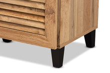 Load image into Gallery viewer, Baxton Studio Coolidge Modern and Contemporary Oak Brown Finished Wood 3-Door Shoe Storage Cabinet with Drawer