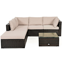 Load image into Gallery viewer, 6 Pieces Outdoor Patio Rattan Furniture Set Sofa Ottoman