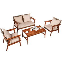 Load image into Gallery viewer, 4 Piece Acacia Wood Patio Rattan Furniture Set
