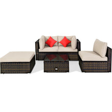 Load image into Gallery viewer, 5 Pieces Outdoor Patio Rattan Furniture Set With Cushions-Beige