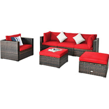 Load image into Gallery viewer, 6 Pcs Patio Rattan Furniture Set with Sectional Cushion-Red