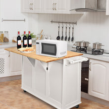 Load image into Gallery viewer, Kitchen Island Trolley Cart Wood with Drop-Leaf Tabletop and Storage Cabinet-White