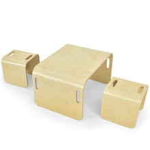 Load image into Gallery viewer, 3 Pieces Kids Wooden Table and Chair Set