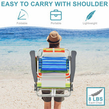 Load image into Gallery viewer, 2-Pack Folding Backpack Beach Chair 5-Position Outdoor Reclining Chairs with Pillow-Yellow