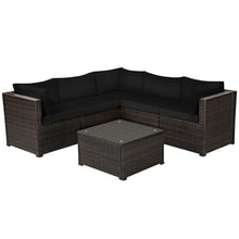 Load image into Gallery viewer, 6 Pieces Patio Furniture Sofa Set with Cushions for Outdoor-Black