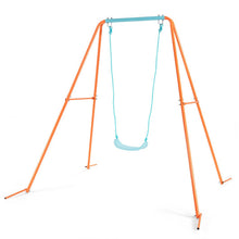 Load image into Gallery viewer, Outdoor Kids Swing Set with Heavy Duty Metal A-Frame and Ground Stakes-Orange
