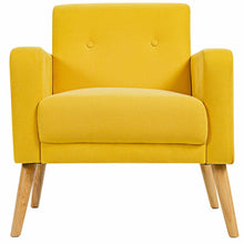 Load image into Gallery viewer, Modern Accent Chair Upholstered Linen Armchair with Rubber Wood Legs-Yellow