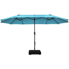 Load image into Gallery viewer, 15 Feet Double-Sided Patio Umbrellawith 12-Rib Structure-Turquoise