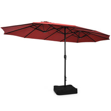 Load image into Gallery viewer, 15 Feet Double-Sided Twin Patio Umbrella with Crank and Base-Red
