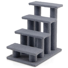 Load image into Gallery viewer, 24 Inch 4-Step Pet Stairs Carpeted Ladder Ramp Scratching Post Cat Tree Climber-Gray