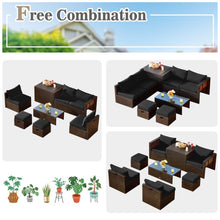 Load image into Gallery viewer, 8 Pieces Patio Space-Saving Rattan Furniture Set with Storage Box and Waterproof Cover-Black