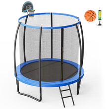 Load image into Gallery viewer, 8 Feet Recreational Trampoline with Basketball Hoop and Net Ladder