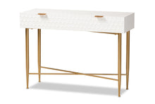 Load image into Gallery viewer, Baxton Studio Galia Modern and Contemporary White Finished Wood and Gold Metal 1-Drawer Console Table