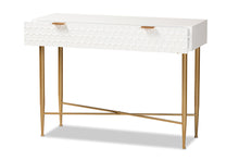 Load image into Gallery viewer, Baxton Studio Galia Modern and Contemporary White Finished Wood and Gold Metal 1-Drawer Console Table
