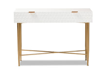 Load image into Gallery viewer, Baxton Studio Galia Modern and Contemporary White Finished Wood and Gold Metal 1-Drawer Console Table