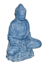 Load image into Gallery viewer, Sitting Buddha Lotus Blue Wash Finish