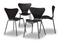 Load image into Gallery viewer, Baxton Studio Jaden Modern and Contemporary Black Plastic and Black Metal 4-Piece Dining Chair Set