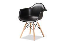 Load image into Gallery viewer, Baxton Studio Galen Modern and Contemporary Black Finished Polypropylene Plastic and Oak Brown Finished Wood 4-Piece Dining Chair Set