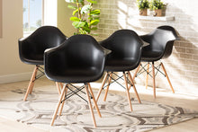 Load image into Gallery viewer, Baxton Studio Galen Modern and Contemporary Black Finished Polypropylene Plastic and Oak Brown Finished Wood 4-Piece Dining Chair Set