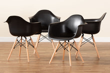 Load image into Gallery viewer, Baxton Studio Galen Modern and Contemporary Black Finished Polypropylene Plastic and Oak Brown Finished Wood 4-Piece Dining Chair Set