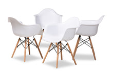 Load image into Gallery viewer, Baxton Studio Galen Modern and Contemporary White Finished Polypropylene Plastic and Oak Brown Finished Wood 4-Piece Dining Chair Set
