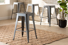 Load image into Gallery viewer, Baxton Studio Horton Modern and Contemporary Industrial Grey Finished Metal 4-Piece Stackable Counter Stool Set