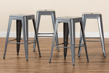 Load image into Gallery viewer, Baxton Studio Horton Modern and Contemporary Industrial Grey Finished Metal 4-Piece Stackable Counter Stool Set