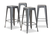 Load image into Gallery viewer, Baxton Studio Horton Modern and Contemporary Industrial Grey Finished Metal 4-Piece Stackable Bar Stool Set