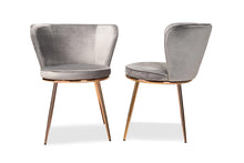 Load image into Gallery viewer, Baxton Studio Farah Modern Luxe and Glam Grey Velvet Fabric Upholstered and Rose Gold Finished Metal 2-Piece Dining Chair Set