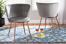 Load image into Gallery viewer, Baxton Studio Farah Modern Luxe and Glam Grey Velvet Fabric Upholstered and Rose Gold Finished Metal 2-Piece Dining Chair Set