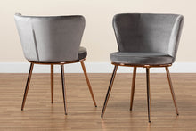 Load image into Gallery viewer, Baxton Studio Farah Modern Luxe and Glam Grey Velvet Fabric Upholstered and Rose Gold Finished Metal 2-Piece Dining Chair Set
