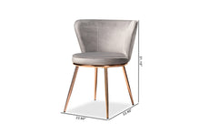Load image into Gallery viewer, Baxton Studio Farah Modern Luxe and Glam Grey Velvet Fabric Upholstered and Rose Gold Finished Metal 2-Piece Dining Chair Set