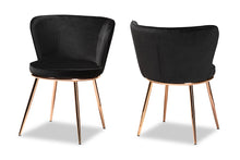 Load image into Gallery viewer, Baxton Studio Farah Modern Luxe and Glam Black Velvet Fabric Upholstered and Rose Gold Finished Metal 2-Piece Dining Chair Set