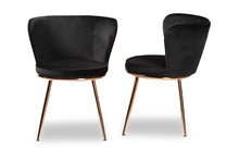 Load image into Gallery viewer, Baxton Studio Farah Modern Luxe and Glam Black Velvet Fabric Upholstered and Rose Gold Finished Metal 2-Piece Dining Chair Set