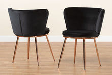 Load image into Gallery viewer, Baxton Studio Farah Modern Luxe and Glam Black Velvet Fabric Upholstered and Rose Gold Finished Metal 2-Piece Dining Chair Set