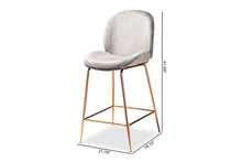 Load image into Gallery viewer, Baxton Studio Lander Modern Luxe and Glam Grey Velvet Fabric Upholstered and Rose Gold Finished Metal 2-Piece Counter Stool Set