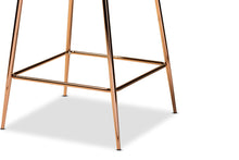 Load image into Gallery viewer, Baxton Studio Lander Modern Luxe and Glam Navy Blue Velvet Fabric Upholstered and Rose Gold Finished Metal 2-Piece Counter Stool Set