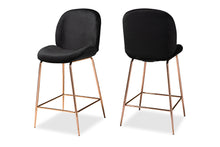 Load image into Gallery viewer, Baxton Studio Lander Modern Luxe and Glam Black Velvet Fabric Upholstered and Rose Gold Finished Metal 2-Piece Counter Stool Set