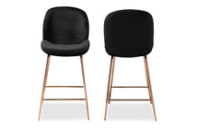 Load image into Gallery viewer, Baxton Studio Lander Modern Luxe and Glam Black Velvet Fabric Upholstered and Rose Gold Finished Metal 2-Piece Counter Stool Set