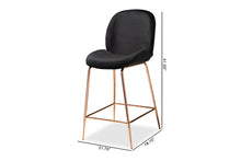 Load image into Gallery viewer, Baxton Studio Lander Modern Luxe and Glam Black Velvet Fabric Upholstered and Rose Gold Finished Metal 2-Piece Counter Stool Set