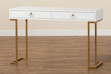 Load image into Gallery viewer, Baxton Studio Beagan Modern and Contemporary White Finished Wood and Gold Metal 2-Drawer Console Table