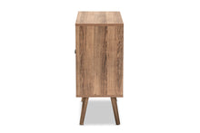 Load image into Gallery viewer, Baxton Studio Yuna Mid-Century Modern Transitional Natural Brown Finished Wood and Black Metal 2-Door Storage Cabinet
