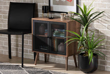 Load image into Gallery viewer, Baxton Studio Yuna Mid-Century Modern Transitional Natural Brown Finished Wood and Black Metal 2-Door Storage Cabinet