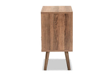 Load image into Gallery viewer, Baxton Studio Hubbard Mid-Century Modern Two-Tone Natural Brown and White Finished Wood and Black Metal 1-Drawer Nightstand