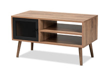 Load image into Gallery viewer, Baxton Studio Yuna Mid-Century Modern Transitional Natural Brown Finished Wood and Black Metal 1-Door Coffee Table