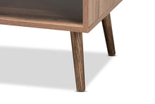 Load image into Gallery viewer, Baxton Studio Yuna Mid-Century Modern Transitional Natural Brown Finished Wood and Black Metal 1-Door Coffee Table