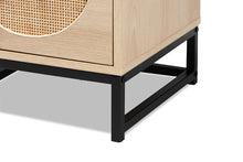 Load image into Gallery viewer, Baxton Studio Ardon Bohemian Light Brown Finished Wood and Black Metal 1-Drawer Nightstand with Natural Rattan