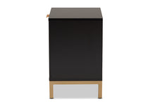 Load image into Gallery viewer, Baxton Studio Uriel Mid-Century Modern Transitional Two-Tone Natural Brown and Black Finished Wood and Brushed Gold Metal 1-Drawer Nightstand