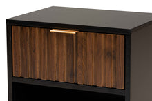 Load image into Gallery viewer, Baxton Studio Uriel Mid-Century Modern Transitional Two-Tone Natural Brown and Black Finished Wood and Brushed Gold Metal 1-Drawer Nightstand